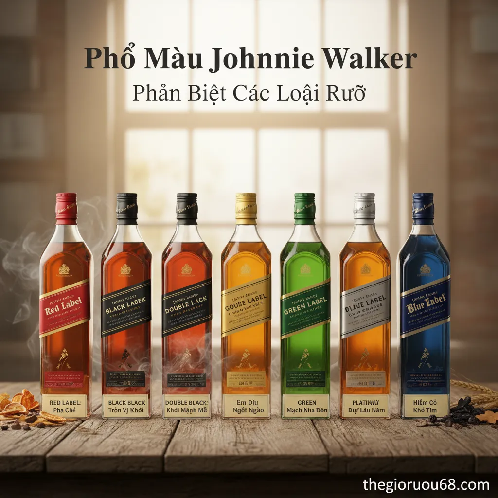 Rượu Johnnie Walker có bao nhiêu loại? Cách phân biệt chi tiết 4 Phổ màu Johnnie Walker